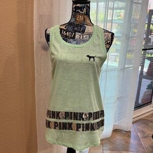 PINK Victoria's Secret Mint Green Logo Tank